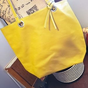 Vegan Leather Tote, Mustard